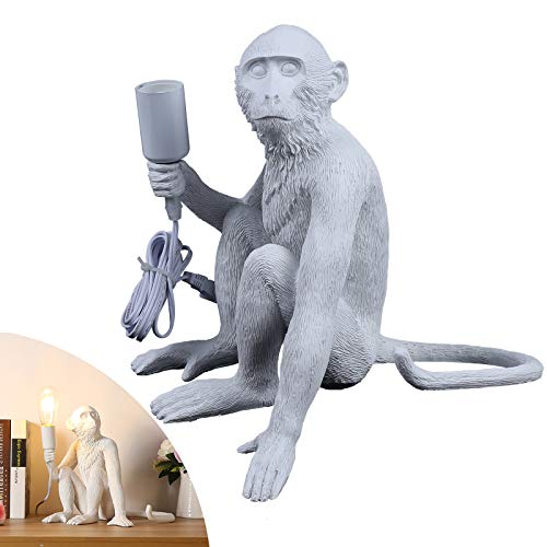 Tfcfl Monkey Table Lamp Vintage Resin Monkey Table Light Industrial Table Fixture For Living Room Children's Room Bedroom Office (White) #TOP2