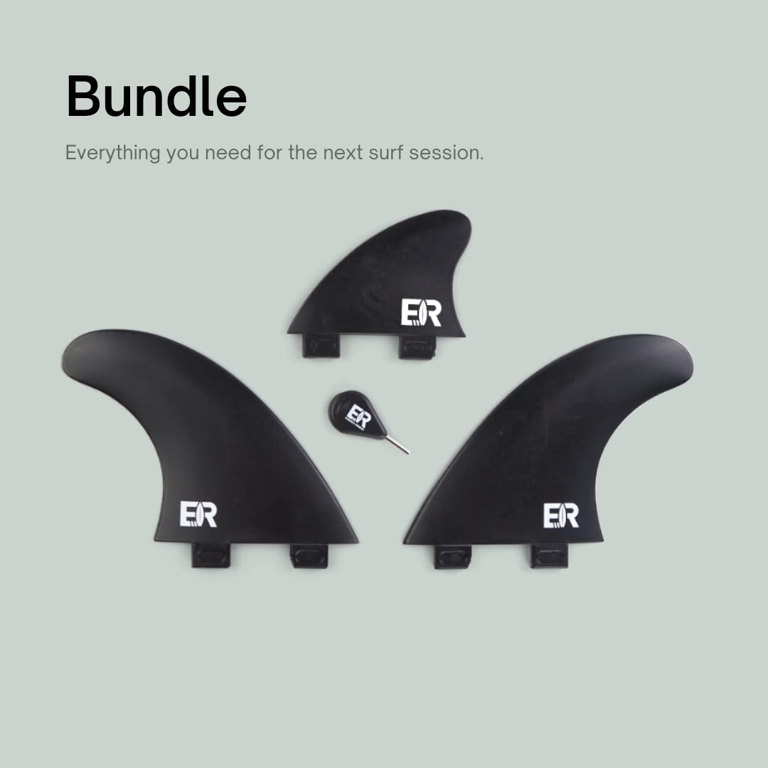Eisbach Riders Surfboard FCS Bamboo Fiberglass Fin Thruster Set with Fin Key (Size Medium) - Fins Fins for surfboard and SUP