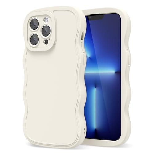 Coque silicone iPhone 13 Pro Max beige oakxco motif vague antichoc souple