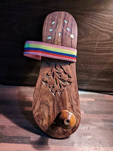 Image of Wearable Khadau Charan Paduka Unisex | Wooden Carving Slippers And Flip Flops For Better Posture OF Body (10 inch, brown)