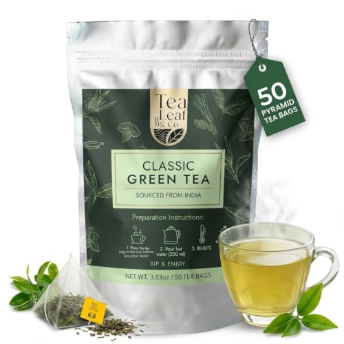 Image of Classic Green Tea (3.5oz / 100gm), Low Caffeine, 50 Pyramid Tea Bags