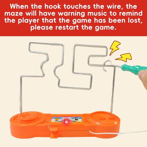 Electric Touch Maze Game, Convenient Brain Stimulating Bright Color Collision Maze Toy Intellectual Development Toys Electric Shock Maze Game (Orange Medium) - Image 4