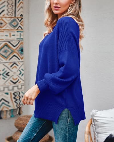 Image of Imily Bela Womens Oversized Tunic Sweaters Fall Slouchy Long Sleeve Ribbed Knit Side Slit Pullover Jumper