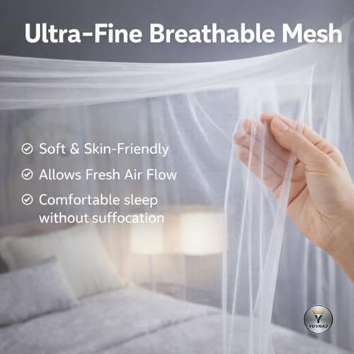 Image of Yuvraz Mosquito Net for Bed | Foldable & Breathable Bed Net with Strong Mesh | All-Round Protection from Mosquitoes, Flies & Insects Ideal for Double /Single Bed (Olive Green, 4 * 6.5 ft)