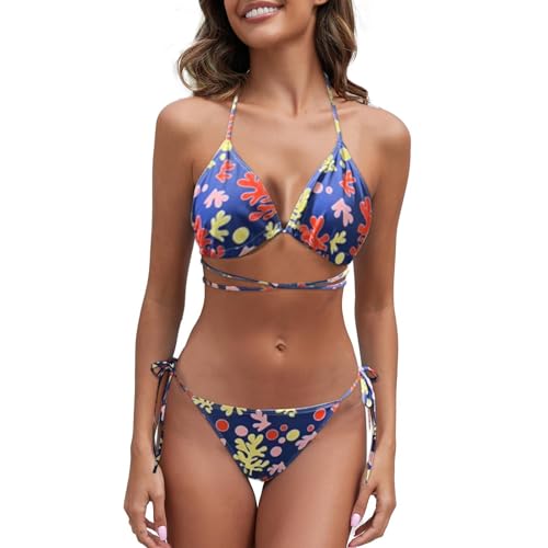 Bikinis Mujer 2025 Rojo Bikini Brasileño Mujer Traje De Baño Bronceado para Traje De Baño Translúcido No Tierno para Playa Tomar Sin Marca Braga Bikini Reductor Barriga (Navy XXL)
