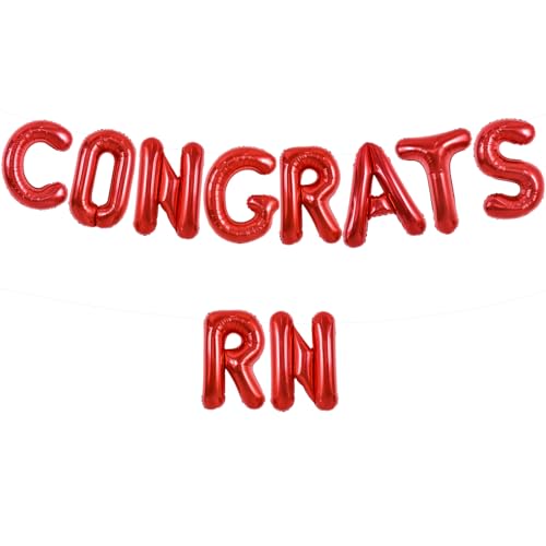 Image of TONIFUL 2026 Nurse Graduation Decorations Red Congrats RN 2026 Balloons 16 Inch RN 2026 Banner Class of 2026 Registered Nurse Balloons Decorations 2026 Nursing Graduation Party Supplies