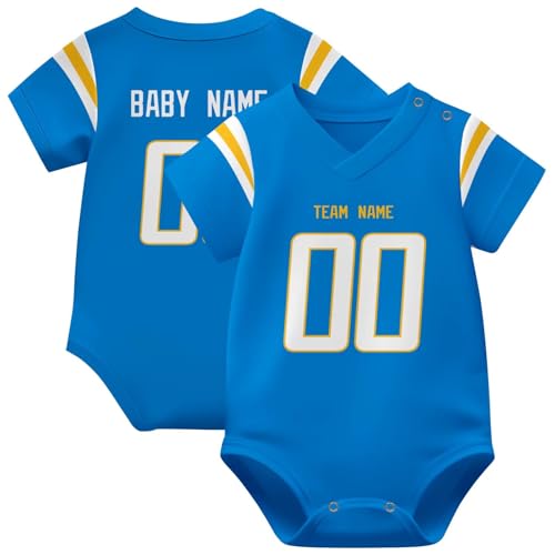 Image of KREDE Baby Clothes Unisex Bodysuit Jersey Style Custom Name Number for Baby Boys