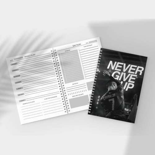 Image of Zenithink Daily Planner Undated KIT with 3 Bookmarks | 60+Stickers - 350gsm A5 Size Hard Bound, 80 GSM - 164 pages | Day | Weekly | Monthly Pages (Never Give Up - Daily Planner Get Things Done) | 4 Months