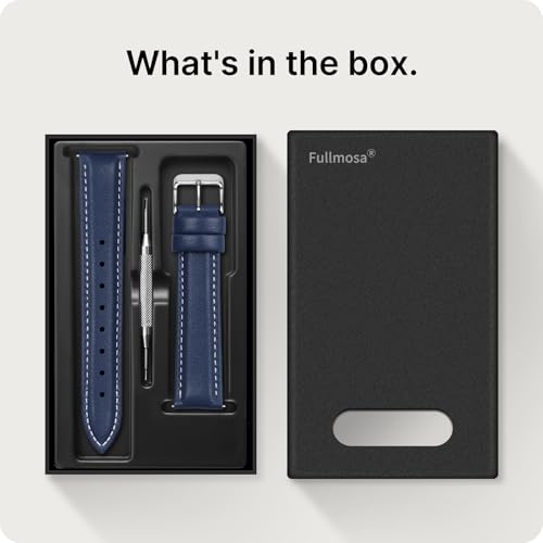 Fullmosa Watch Band, Quick Release Leather Watch Strap for Men Women, Replacement Bands Width 14mm 16mm 18mm 19mm 20mm 21mm 22mm 24mm