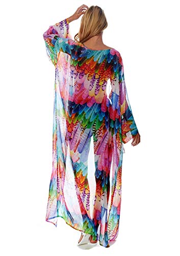 Wander Agio Womens Bikini Cover Ups Beach Casual Dress Coverup Swimsuits Long Cardigan Buttons Chiffon2