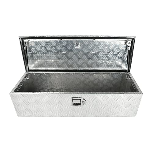 Bchsadvb 39"X13"X10" Inch Chrome Aluminum Pickup Truck Trunk Bed Tool Box Trailer Storage Silver Toolbox With Lock #TOP1
