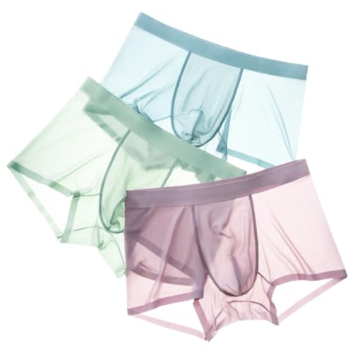 Mens Boxers Shorts Ice Silk,Men Seamless Panties Mesh Transparent Ultra-thin Breathable Male Underpants