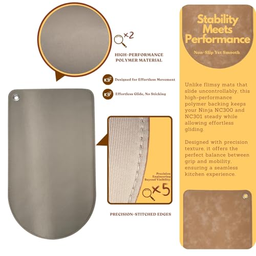 Image of Sliding Mat for Ninja NC301 CREAMi Ice Cream Maker - PU Leather Countertop Protector with Non-Slip Base, Smooth Glide, Easy Machine Movement & Scratch Protection, Stylish Design (Camel Beige, 1PCS)