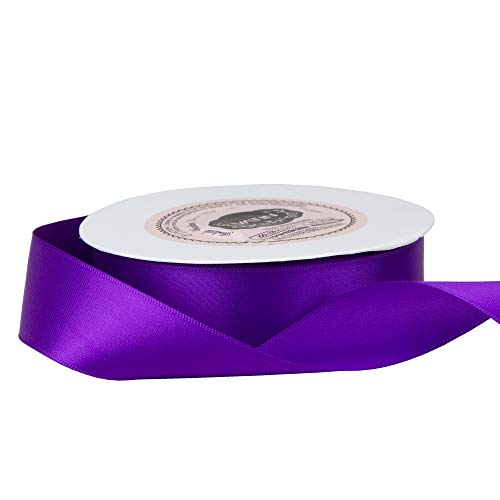 VATIN Double Face Bright Purple Satin Ribbon 1" Continuous 25 Yards,Purple Polyester Fabric Ribbon use for Bows Bouquet, Gift Wrapping, Floral Arrangement Wedding Decoration
