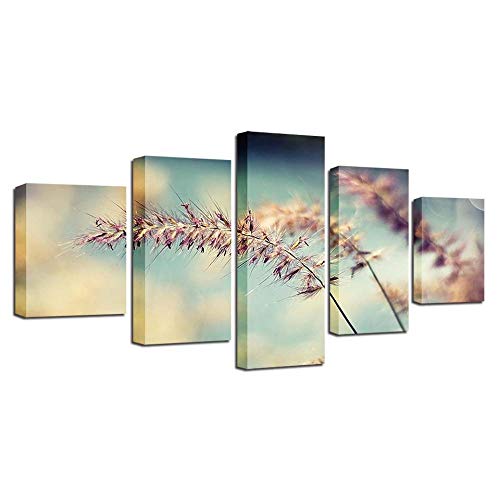 Toile fleur de roseau design 5 pièces pour une décoration murale de bureau