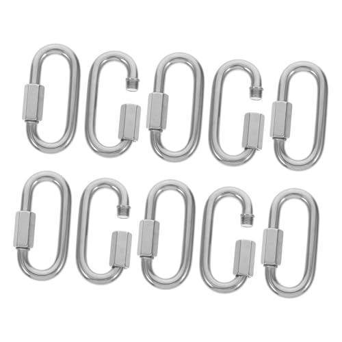 NAMOARLY 10 Pcs Chain Link Buckle Stainless Steel Carabiner Locking Hook Heavy Duty for Industrial DIY and Camping