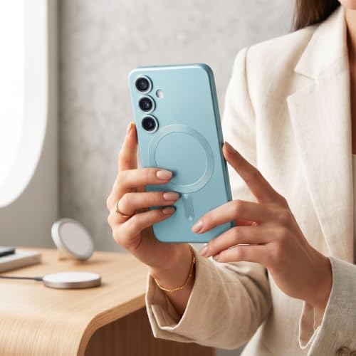 Image of amazon basics Premium Mag-Safe Case for Samsung Galaxy A54 5G | Shockproof & Anti-Scratch Cover | Soft Silicone with Wireless Charging | Camera Lens Guard - Blue