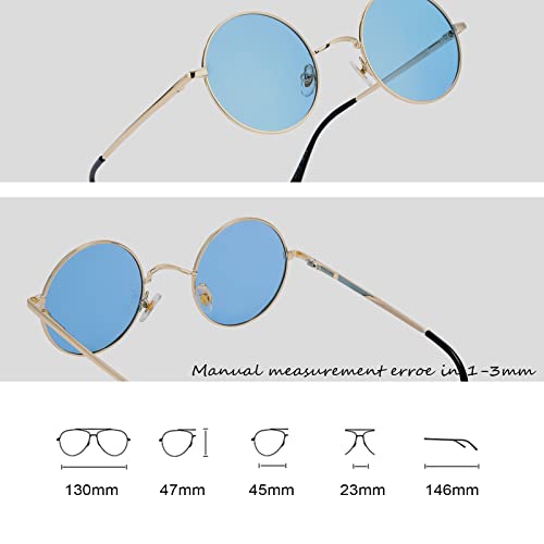 Image of Retro Small Round Polarized Sunglasses for Men Women Circle Hippie Style Sun Glasses