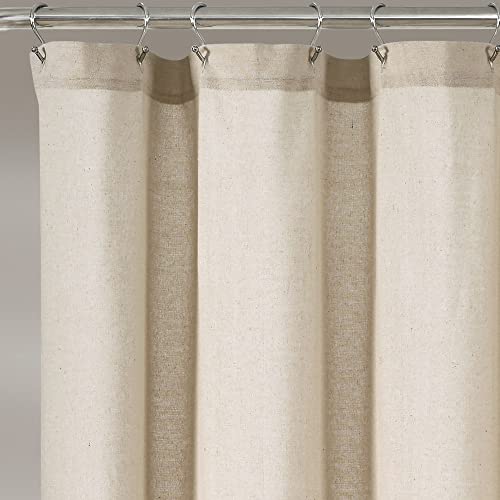 Image of Lush Decor Linen Button Shower Curtain, 72 inch W x 72 inch L, Dark Linen - Beige Shower Curtain Fabric - Rustic Bathroom Curtain - Farmhouse Bathroom Decor
