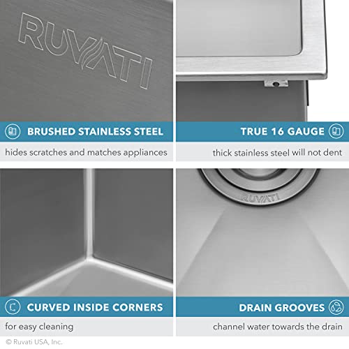Ruvati Topmount Laundry Utility Sink 25 X 22 X 12 Inch Deep Tight Radius 16 Gauge Stainless Steel - Rvu6015 #TOP1