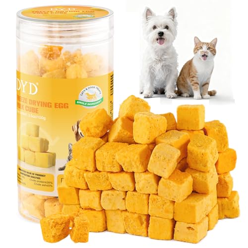 DYD Snacks Crujientes de Yema de Huevo Liofilizada para Gatos y Perros – Natural Sin Aditivos – Refuerza la Piel y el Pelaje, Ideal para Entrenamiento y Premios – Golosina Saludable para Mascotas 100g