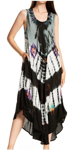 Image of Sakkas Peacock Feather Caftan Dress /Cover Up