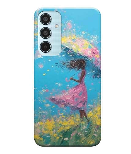 Image of Printed Hard Back Case Cover & Compatible for Samsung Galaxy M35 5G | Samsung M35 5G | Painting Girl with Umbrella (Multicolor) - D1194