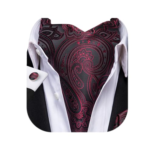 Image of Dubulle Paisley Floral Ascot for Men Self Tie Mens Cravat and Pocket Square Cufflinks Wedding