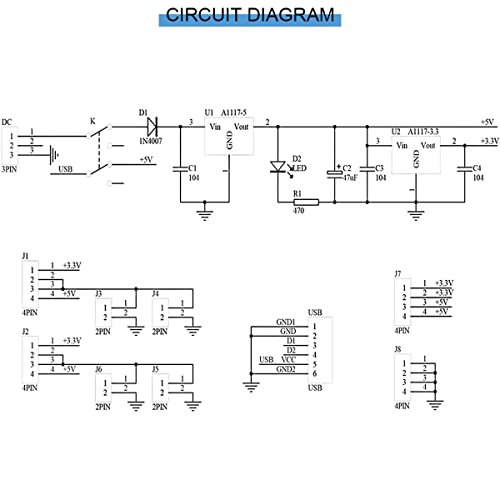 Youmile 4 pezzi 3.3V 5V Modulo di alimentazione
