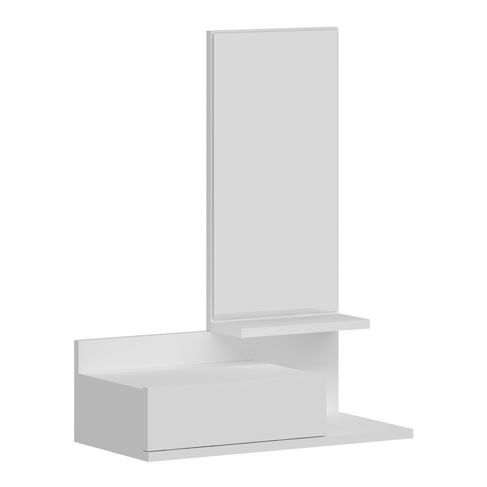 [en.casa] Mensola da Parete con Cassetto e Specchio (A x L x P) 80 x 60 x 30 cm Mobile da Ingresso - Bianco