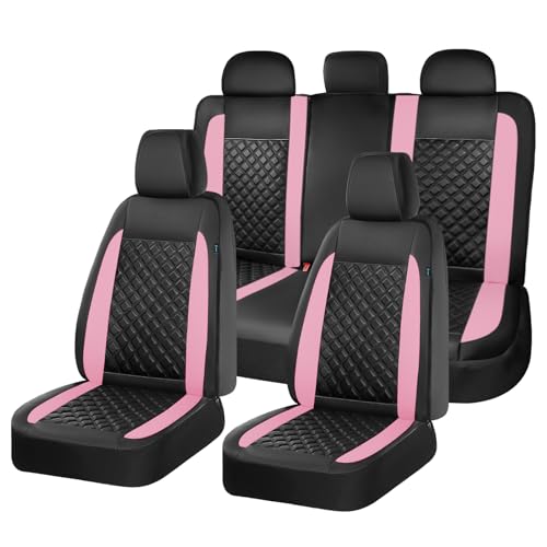 Image of FLORICH Seat Covers, Atomutive Seat Covers Full Sets, Waterproof Seat Cover for Cars, Luxury Leather Universal Seat Cover Accessories Fit for Most Cars SUV Truck Sedans(Pink)