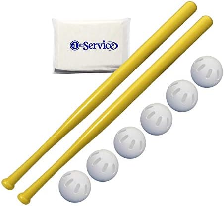 WIFFLE Ball 6 Baseballs Official Size 6 Pack, and Wiffle Ball 32" Bats 2 Pack Bundle Set, NOIS Tissue Pack Included