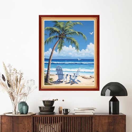 Image of Artvxeay Stamped Cross Stitch Kits - Embroidery Kits for Beginners Cross Stitch Kits for Adults 11 CT Printed Patterns Needlepoint Kits - (Rest by The Seaside 16x20 inch)