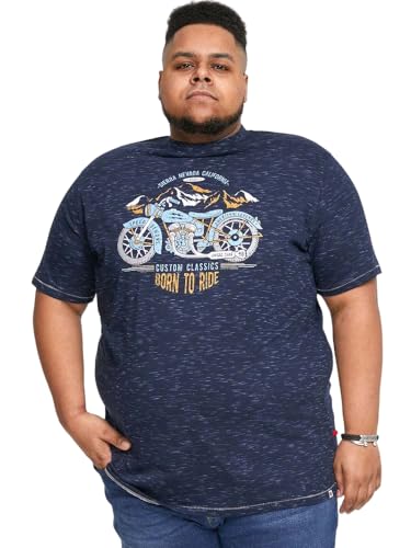 T-shirt en coton bleu marine RAIS une confection soignée et robuste pour hommes forts