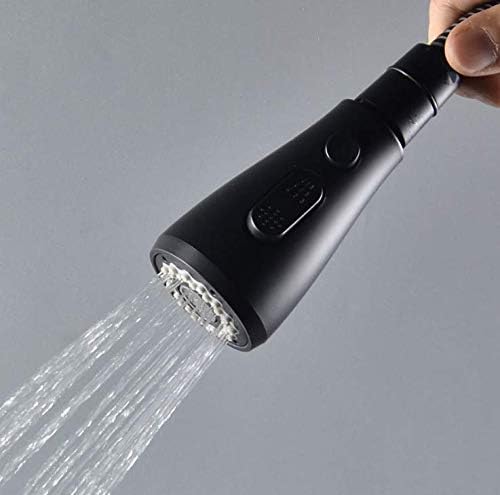 Matte Black Kitchen Sink Faucet Head 2-Function Pull-out Spray Head for Bathroom Kitchen Faucet Replacement Part G1/2 Connections (Model 5, Matte Black)