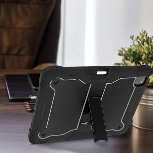 Coque iPad Pro 13 2024 rigide noire résistante aux chocs avec support