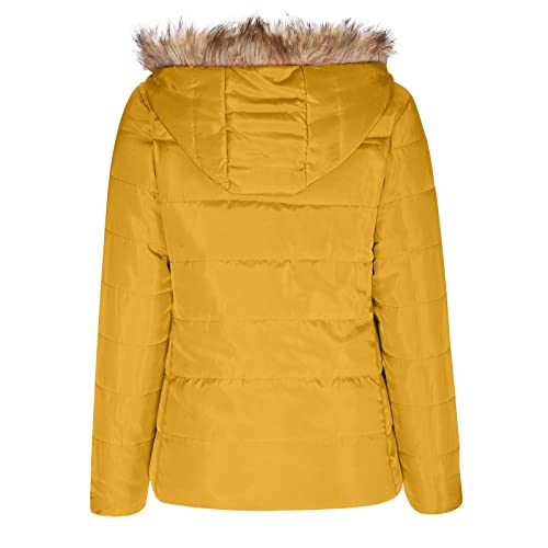Meldvdib Quilted Toggle Puffer Jacket For Women Winter Hooded Lightweight Windproof Padded Pocket Short Down Coats Outerwear (Yellow, S) #TOP2
