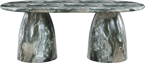 Image of Meridian Furniture 702Green-T Cosenza Collection Art Deco 78 inch Indoor /Outdoor Concrete Dining Table with Green Marble Finish, 78 inch W x 44.5 inch D x 30 inch H, Green