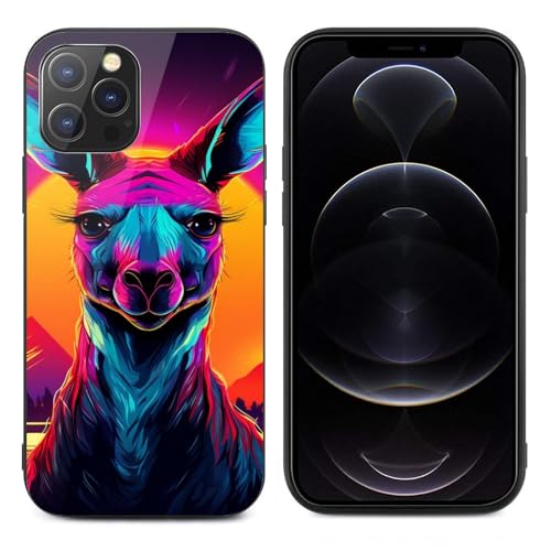 CRIVOTA for iPhone 12Pro Case - Colourful Kangaroo Design, Glass Back + TPU Inner Shell, Extreme Slimness, Military-Grade Protection, Bare-Hand Feel, Precise Cutouts, Cell Phone Cases for Boys Girls