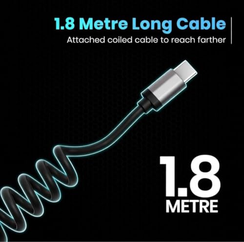 Image of Fast Charging Car Charger with Cable | USB Car Charger Adapter with Coiled Cable for Smartphones, GPS & Accessories | Safe, Durable & Compact Car Charging Solution