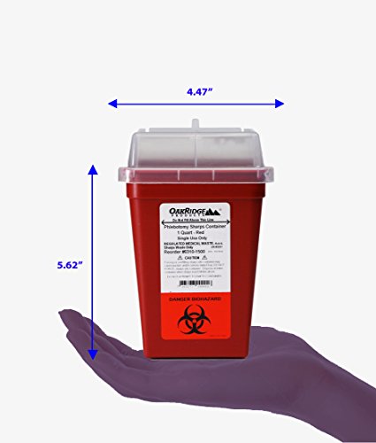 Oakridge Products 1 Quart Size Sharps And Biohazard Disposal Container, #TOP6