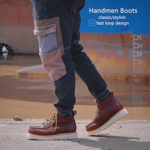 Work Boots for Men, 6" EH Lightweight Soft Toe Mens Work Boots, Non-Slip Anti-Fatigue Working Shoes with Durable Rubber EVA Outsole2