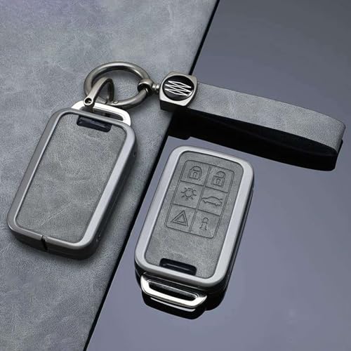 Coque de protection pour clé télécommande de voiture en alliage et cuir compatible avec Volvo V70