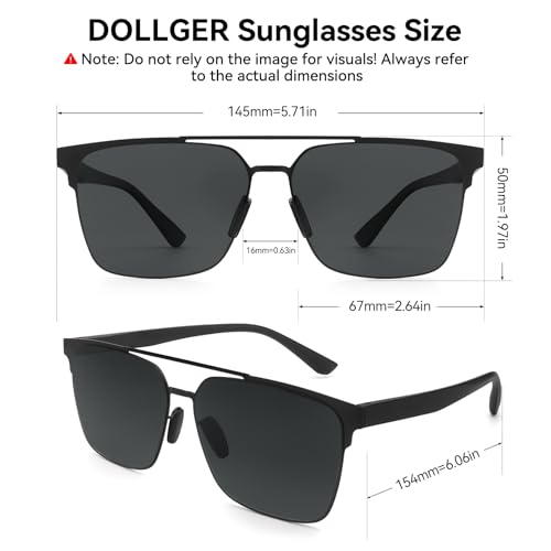 Dollger DG496-2025 Men's Polarized Square Sunglasses UV400 Protection, Metal Frame Nylon Lenses Stylish Anti-Glare4