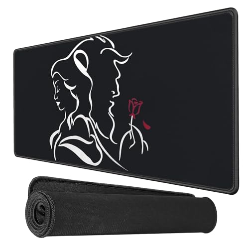 Image of Storite 900x400x2mm Extended Gaming Mouse Pad for Laptop /Computer with Stitched Embroidery Edges and Water Resistance Coating Natural Non Slippery Rubber Base Mousepad Desk Mat - Lovers Design Theme