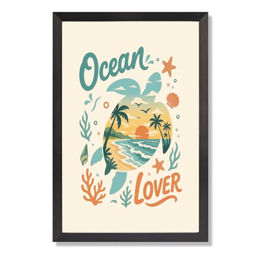 Ocean Lover Sea Turtle Canvas Wall Art Tropical Summer Beach