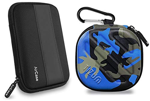 Image of AirCase Plastic External Hard Drive Case for 2.5-inches Hard Drive (Black)+ Tizum Earphone Carry case