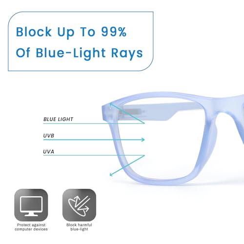 Image of UV Protection Glasses Blue Cut Blocking Harmful Rays Glasses for Men & Women Zero Power Computer Specs Eye Protection Lightweight Frame with Case & Cleaning Cloth
