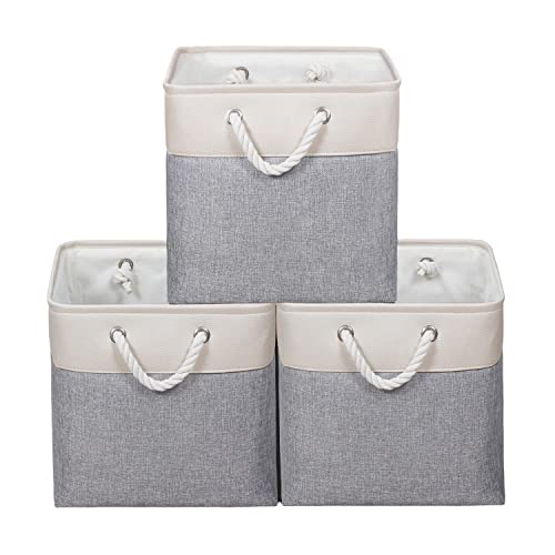KEEGH Large Fabric Storage Cubes 13X13" Foldable Storage Bins Set of 3
