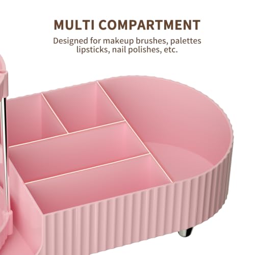 Image of Makeup Organizers for Vanity, 2 Rotating Perfume Trays and 5 Compartments